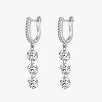 Sterling Silver Three Stones Drop Dangle Earrings