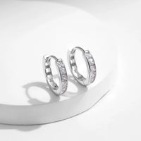 Sterling Silver Square Cubic Zirconia Hoop Earrings