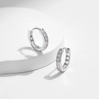 Sterling Silver Square Cubic Zirconia Hoop Earrings