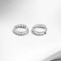 Sterling Silver Square Cubic Zirconia Hoop Earrings