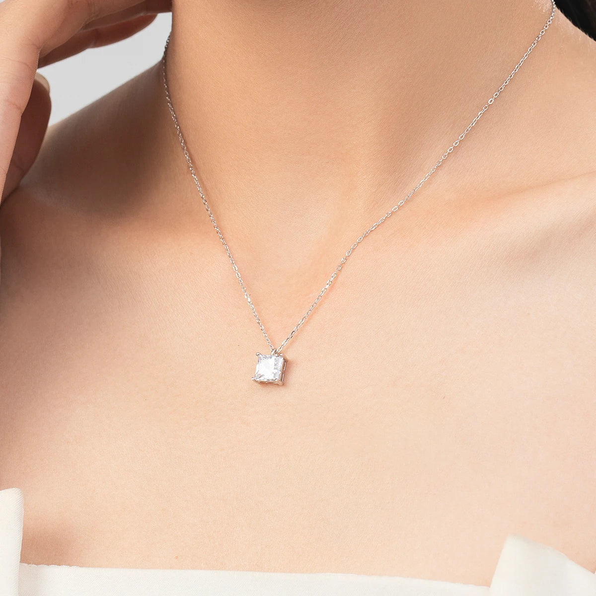 Sterling Silver Square Pendant Necklace