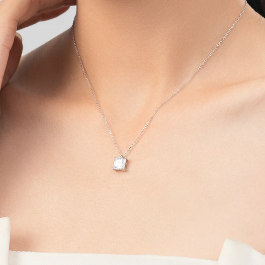 Sterling Silver Square Pendant Necklace