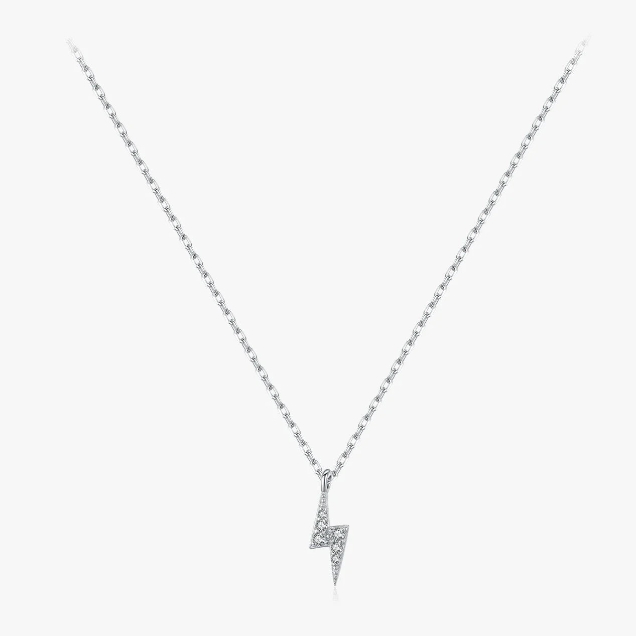 Sterling Silver Tiny Lightning Pendant Necklace