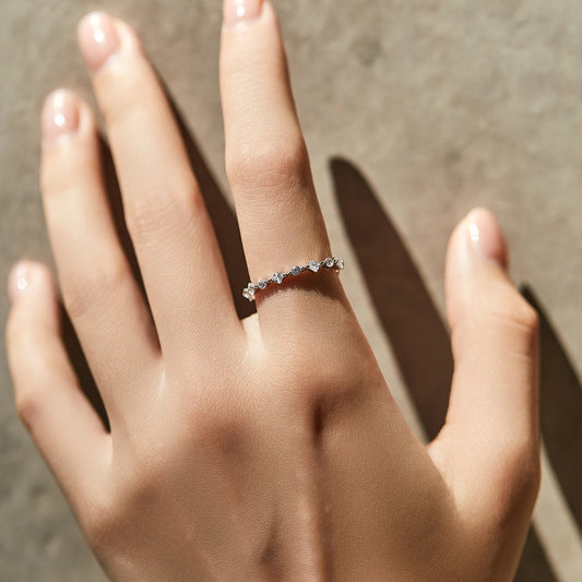 Sterling Silver Delicate Square and Round Stacking Rings