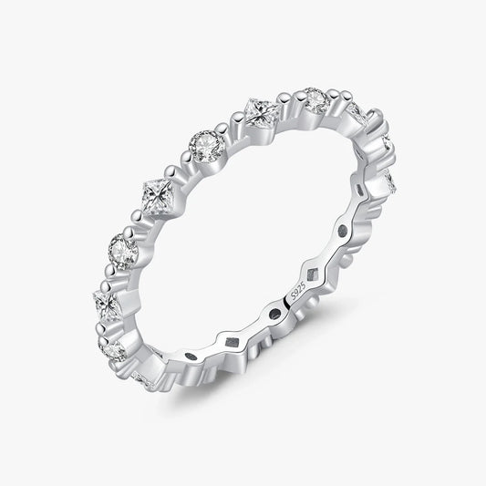 Sterling Silver Delicate Square and Round Stacking Rings