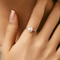 Sterling Silver Square Shell Pearl Ring