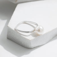 Sterling Silver Square Shell Pearl Ring
