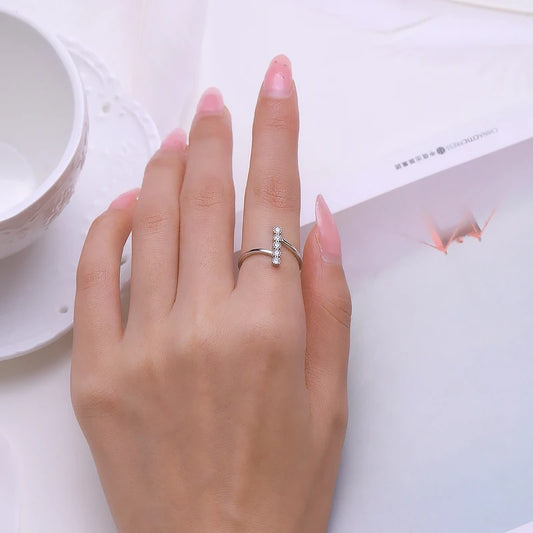 Sterling Silver Sparkling Line Ring