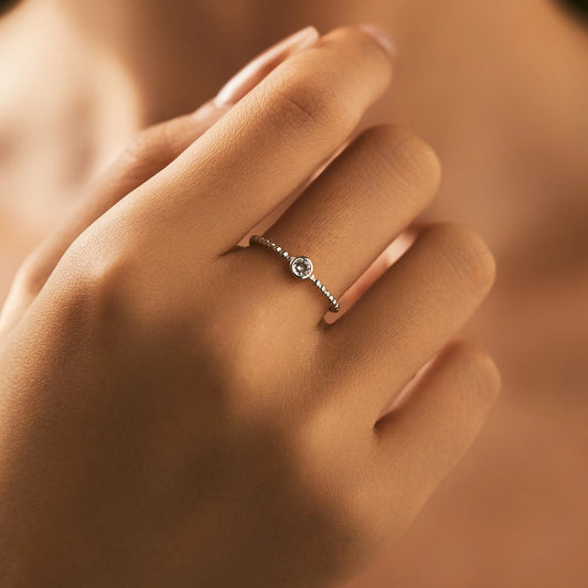 Bezel Setting Moissanite Ring in Sterling Silver