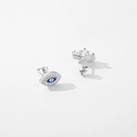 Sterling Silver Blue Eye Enamel Palm Stud Earrings