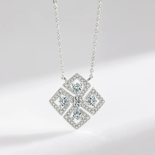 Sterling Silver Cubic Zirconia Flower Necklace