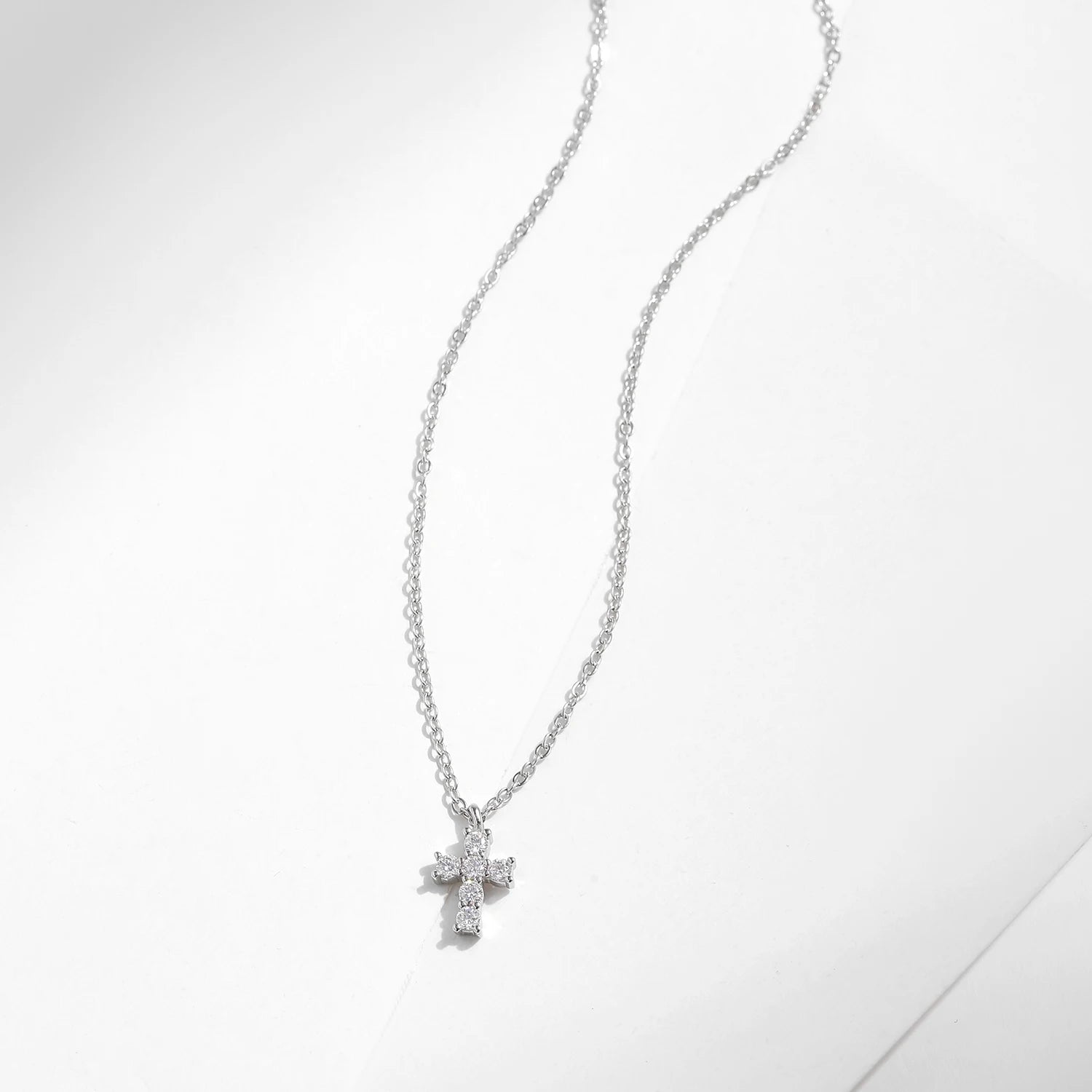 Moissanite Sterling Silver Cross Necklace