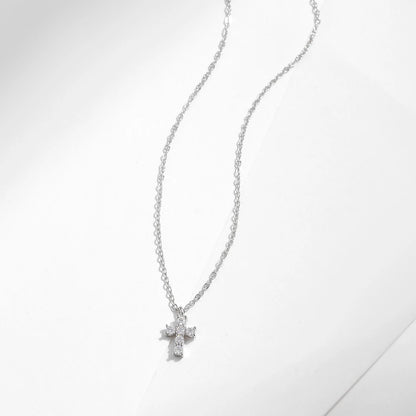 Moissanite Sterling Silver Cross Necklace