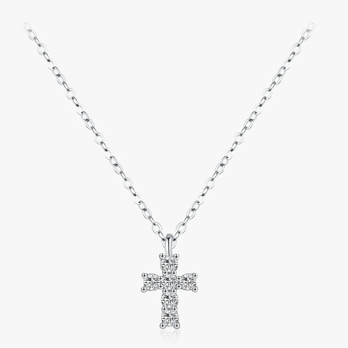 Moissanite Sterling Silver Cross Necklace