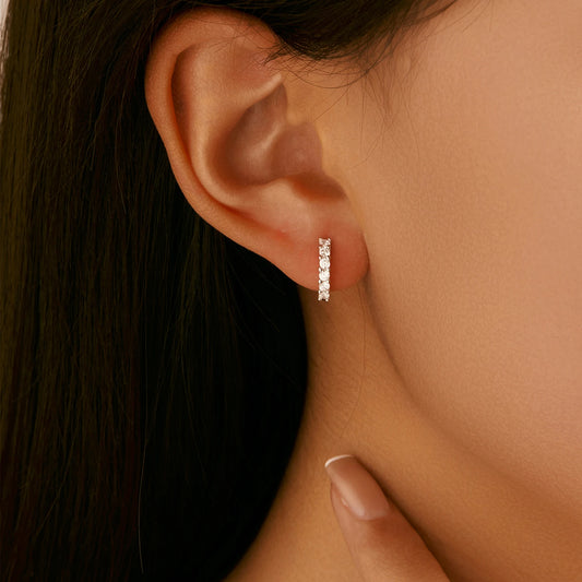 Sterling Silver D Color Moissanite Small Hoop Earrings