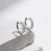 Sterling Silver D Color Moissanite Small Hoop Earrings