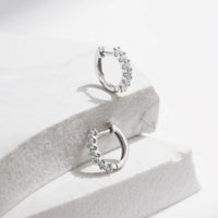 Sterling Silver D Color Moissanite Small Hoop Earrings