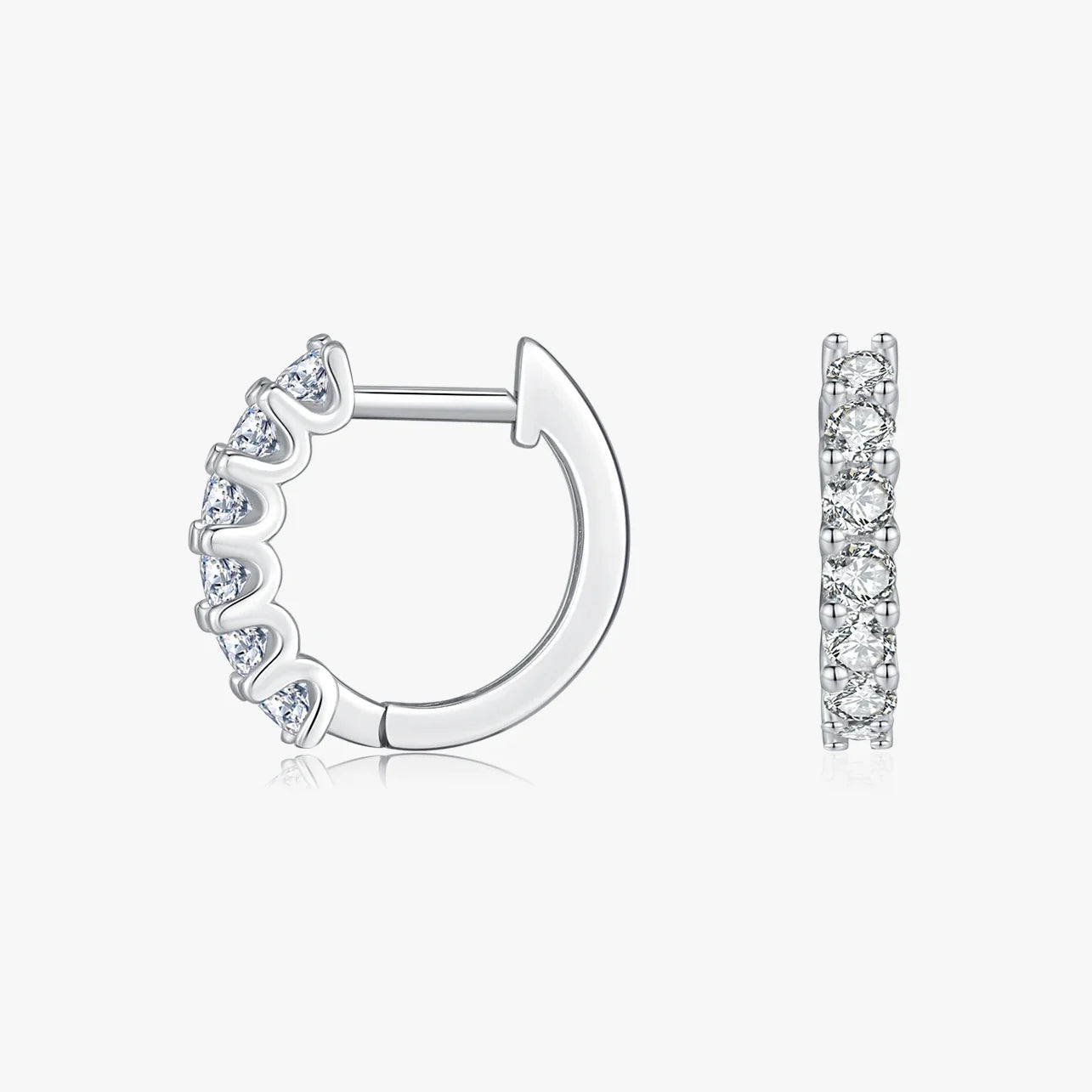 Sterling Silver D Color Moissanite Small Hoop Earrings