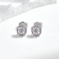 D Color Moissanite Square Cut Earrings in 925 Sterling Silver