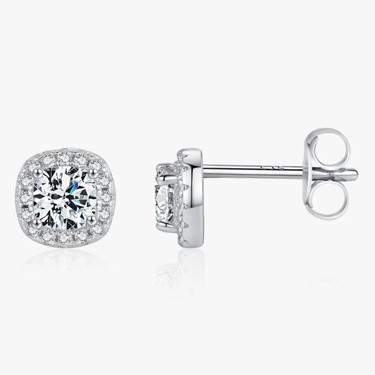 D Color Moissanite Square Cut Earrings in 925 Sterling Silver