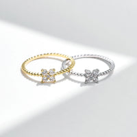 Four Leaf Clover D Color Moissanite Sterling Silver Ring