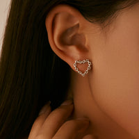 Sterling Silver Classic Hearts Lock Hoop Earrings