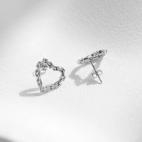 Sterling Silver Classic Hearts Lock Hoop Earrings