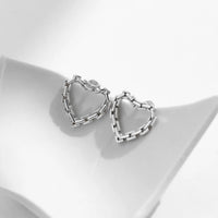 Sterling Silver Classic Hearts Lock Hoop Earrings
