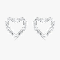 Sterling Silver Classic Hearts Lock Hoop Earrings