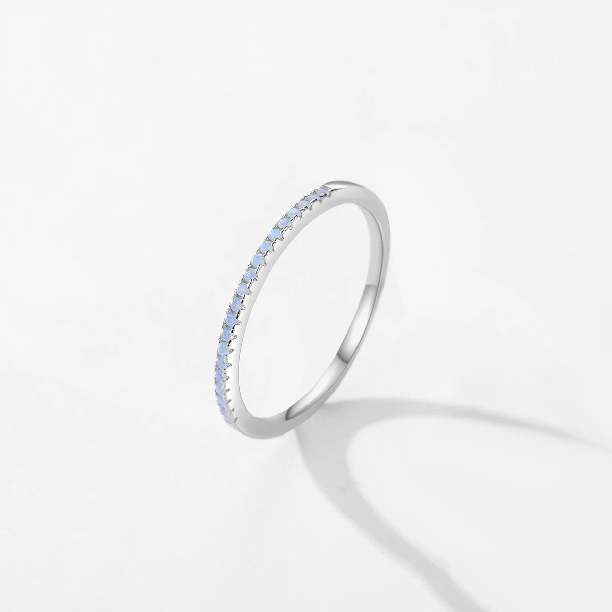 Sterling Silver Opal Half Eternity Ring