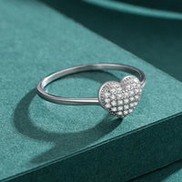 Sterling Silver Pave Cubic Zirconia Heart Cluster Ring
