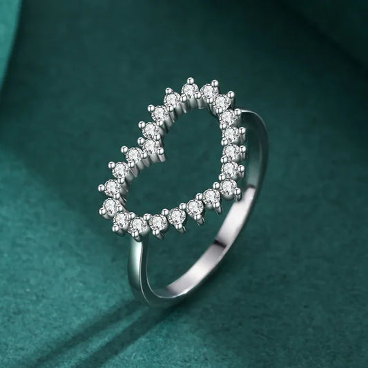 Cubic Zirconia Heart Ring in Sterling Silver