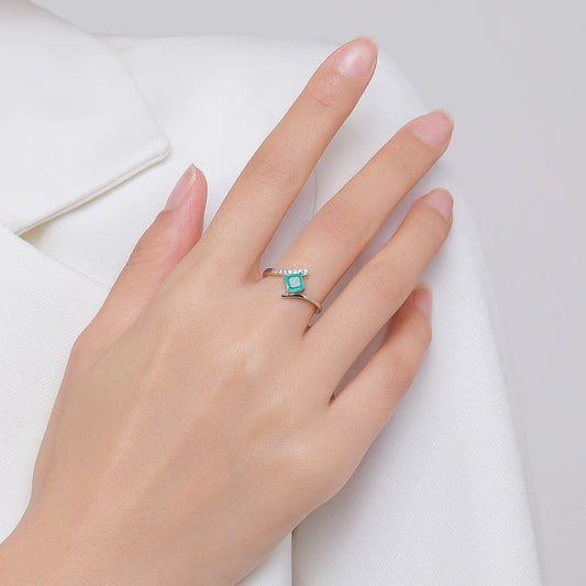 Sterling Silver Square Paraiba Tourmaline Ring