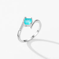 Sterling Silver Square Paraiba Tourmaline Ring