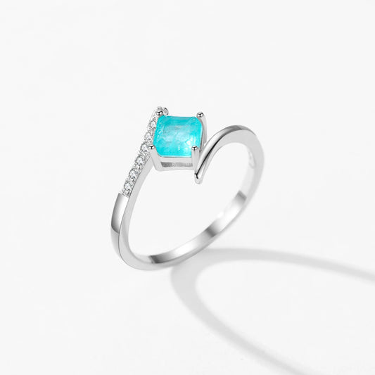 Sterling Silver Square Paraiba Tourmaline Ring