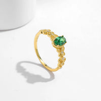 Vintage Oval Green Ring in Sterling Silver