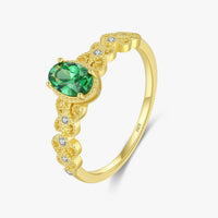 Vintage Oval Green Ring in Sterling Silver