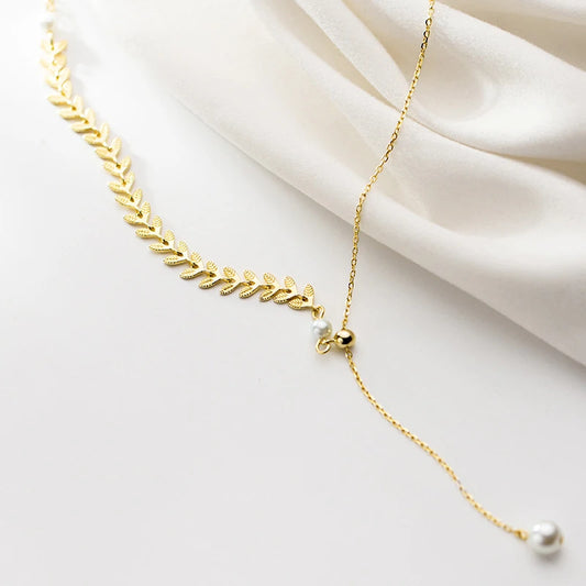 Sterling Silver Wheat Pearl Pendant Necklace