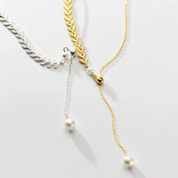 Sterling Silver Wheat Pearl Pendant Necklace