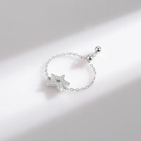 Adjustable Sparkling Star Ring in Sterling Silver