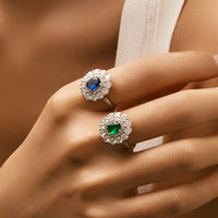 Sparkling Oval Ring in Sterling Silver