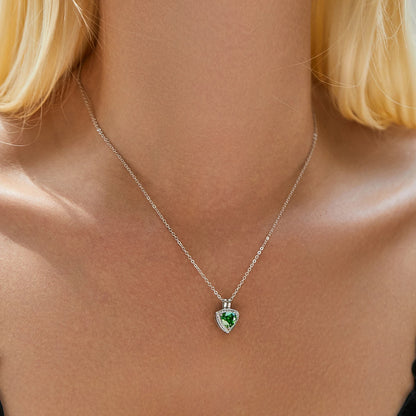 Sterling Silver Triangle Green Pendant Necklace