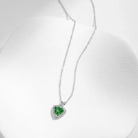 Sterling Silver Triangle Green Pendant Necklace
