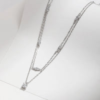 Moissanite D Color Double Layer Necklace in Sterling Silver