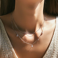 Sterling Silver Moissanite Double Layer Necklace
