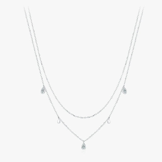 Sterling Silver Moissanite Double Layer Necklace