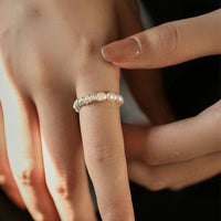 Sterling Silver Natural Baroque Pearl Adjustable Ring