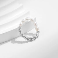 Sterling Silver Natural Baroque Pearl Adjustable Ring