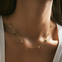 Sterling Silver Green Round Small Pendant Necklace