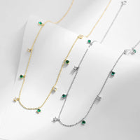 Sterling Silver Green Round Small Pendant Necklace